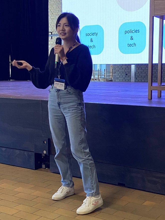 Me at IEGC, presenting the game.